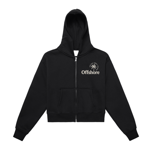 Womens Fleeced Zip-Up Cropped Hoodie