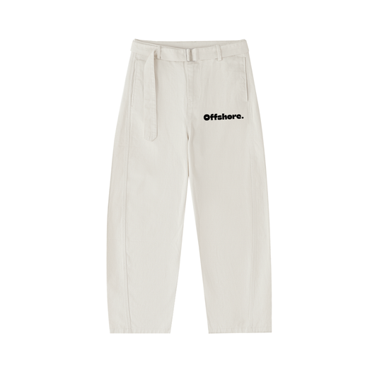 Twisted-Seam Belted Curved-Blade Pants